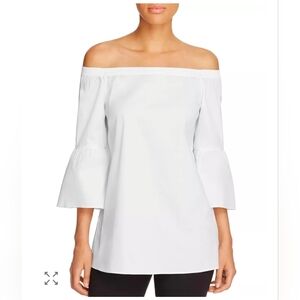 Lafayette 148 Elegant Off-Shoulder White Top Size M